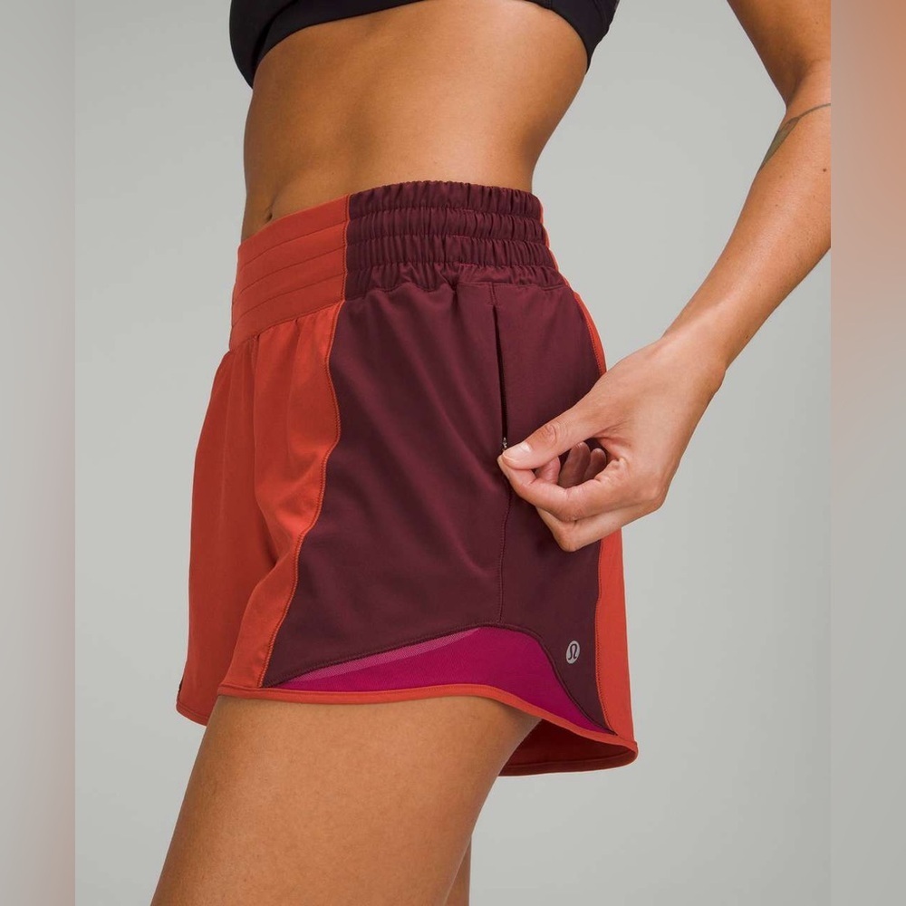 C - Lululemon Hotty Hot High-Rise Short 4" *Colour Block
Red Rock